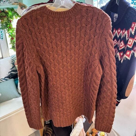 rag & bone  NWT Russet Deacon Crew Cable Knit Sweater Men’s Size Medium - Picture 2 of 8